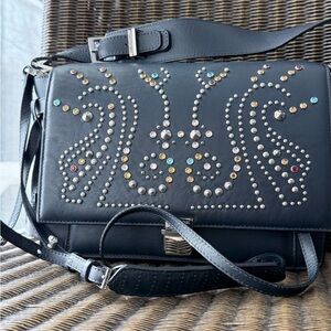 Zadig & Voltaire Navy Leather Crossbody Bag with Colorful Studs